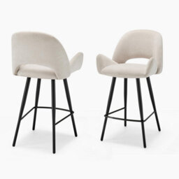 Furniturebox Uk 2X Layla Cream Fabric Bar Chairs - thumbnail 3