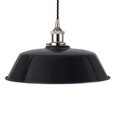 Navy Blue Chancery Painted Dome Pendant Light With Nickel Lamp Holder And Black Twisted Cable - Se Home - image 1