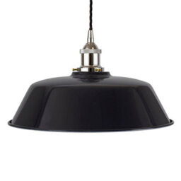 Navy Blue Chancery Painted Dome Pendant Light With Nickel Lamp Holder And Black Twisted Cable - Se Home - thumbnail 1