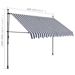 Berkfield Manual Retractable Awning With Led 300 Cm Blue And White - thumbnail 8