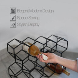Divchi Wine Rack Bottle Holder No Need Assembly Modern Metal Wire Wine Storage For Countertop Table Top Coffee Bar Kitchen - thumbnail 5