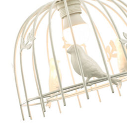 Happy Homewares Birdcage Pendant Shade In White Gloss Metal With Birds And Leaves - Shabby Chic - thumbnail 3