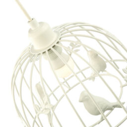 Happy Homewares Birdcage Pendant Shade In White Gloss Metal With Birds And Leaves - Shabby Chic - thumbnail 2