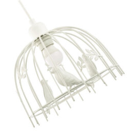Happy Homewares Birdcage Pendant Shade In White Gloss Metal With Birds And Leaves - Shabby Chic - thumbnail 5