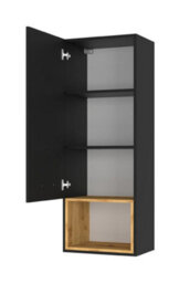 Arte Anette A -  Stylish Black Three Piece Entertainment Unit (H1650mm W1980mm D430mm) With Versatile Storage And Oak Accents - thumbnail 2
