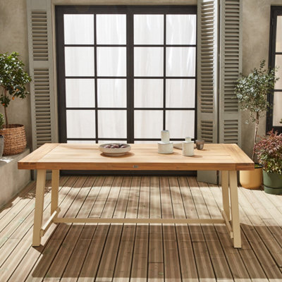 Acacia Wood And Steel Table Indoor/outdoor Light Wood - Sweeek - image 1