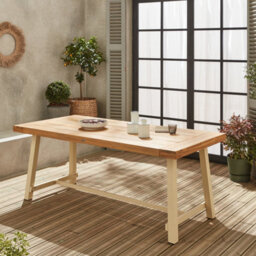 Acacia Wood And Steel Table Indoor/outdoor Light Wood - Sweeek - thumbnail 2