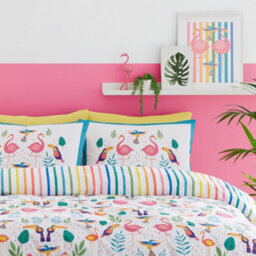 Fusion Tropical Flamingo Pink Reversible Duvet Cover Set - thumbnail 2