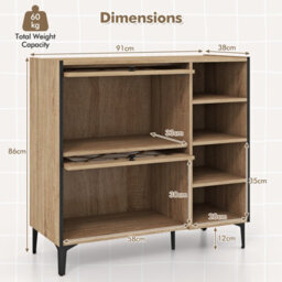 Costway Shoe Storage Cabinet Rustic Shoe Rack W/ Flip Doors & Removable Shelves - thumbnail 2