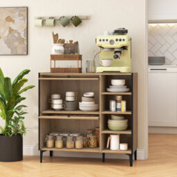 Costway Shoe Storage Cabinet Rustic Shoe Rack W/ Flip Doors & Removable Shelves - thumbnail 4