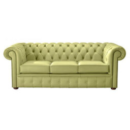 Chesterfield 3 Seater Shelly Field Green Leather Sofa Bespoke In Classic Style - thumbnail 1