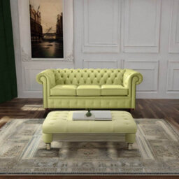 Chesterfield 3 Seater Shelly Field Green Leather Sofa Bespoke In Classic Style - thumbnail 3