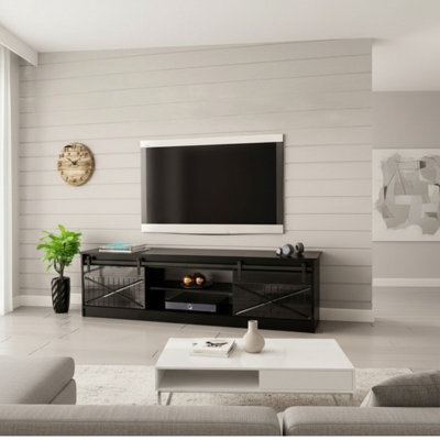 Granero Black Tv Cabinet Modern Black Gloss Living Room Entertainment Unit - image 1
