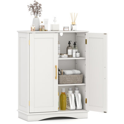Costway Bathroom Floor Storage Cabinet 80Cm Cupboard Buffet Cabinet-White - image 1
