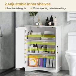 Costway Bathroom Floor Storage Cabinet 80Cm Cupboard Buffet Cabinet-White - thumbnail 9