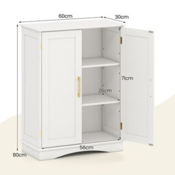 Costway Bathroom Floor Storage Cabinet 80Cm Cupboard Buffet Cabinet-White - thumbnail 2