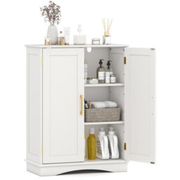 Costway Bathroom Floor Storage Cabinet 80Cm Cupboard Buffet Cabinet-White - thumbnail 1