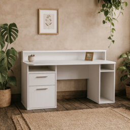 Wyld Haus Valencia White Gaming Desk With Led Strip Lighting And Storage - thumbnail 1