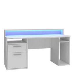 Wyld Haus Valencia White Gaming Desk With Led Strip Lighting And Storage - thumbnail 3