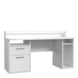 Wyld Haus Valencia White Gaming Desk With Led Strip Lighting And Storage - thumbnail 5