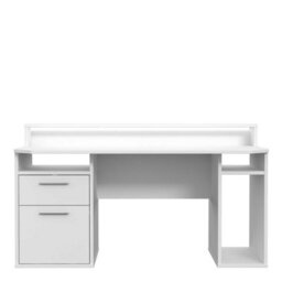 Wyld Haus Valencia White Gaming Desk With Led Strip Lighting And Storage - thumbnail 4