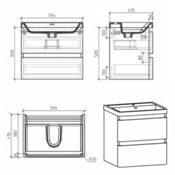 Plum&clay Marvel Gloss Light Grey Wall Hung Bathroom Vanity Unit With Resin Basin (W)600mm - thumbnail 3