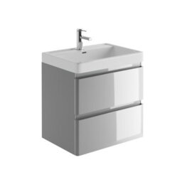 Plum&clay Marvel Gloss Light Grey Wall Hung Bathroom Vanity Unit With Resin Basin (W)600mm
