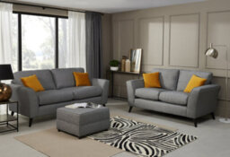 Modern Home Caxton 3+2 Seater Sofa Set With Footstool Charcoal