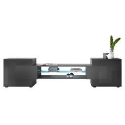 Furniture In Fashion Nevaeh Dark Grey High Gloss Tv Stand With 2 Doors And Led Lights - thumbnail 4