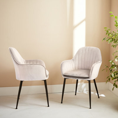 Sweeek - Pair Of Accent Velvet Armchairs With Metal Legs White 57X59X84.5 Cm - Shella Velvet - image 1