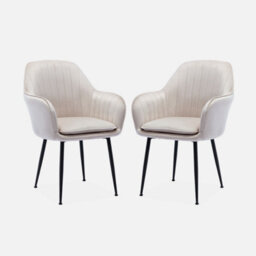 Sweeek - Pair Of Accent Velvet Armchairs With Metal Legs White 57X59X84.5 Cm - Shella Velvet - thumbnail 2