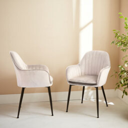 Sweeek - Pair Of Accent Velvet Armchairs With Metal Legs White 57X59X84.5 Cm - Shella Velvet - thumbnail 1