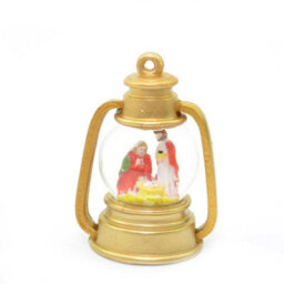 Shatchi Small Christmas Decoration Snow Globe With Merry, Joseph And Jesus In Gold Lantern - thumbnail 9