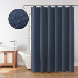 INHOUSOLU HOME DÉCOR Inhousolu Home Decor Luxury Fabric Shower Curtain Heavy Duty Waffle Weave 230 Gsm Water Repellent Machine Washable - thumbnail 1