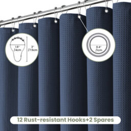 INHOUSOLU HOME DÉCOR Inhousolu Home Decor Luxury Fabric Shower Curtain Heavy Duty Waffle Weave 230 Gsm Water Repellent Machine Washable - thumbnail 5