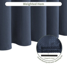 INHOUSOLU HOME DÉCOR Inhousolu Home Decor Luxury Fabric Shower Curtain Heavy Duty Waffle Weave 230 Gsm Water Repellent Machine Washable - thumbnail 6