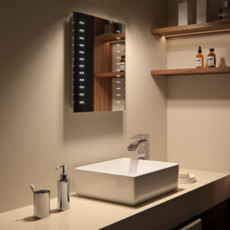 Ibathuk Vega Wall Mounted Led Illuminated Bathroom Mirror, Modern Rectangular Battery Powered Mirror With White Lights, 390X500mm - thumbnail 2