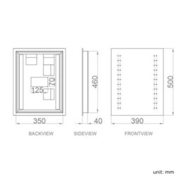 Ibathuk Vega Wall Mounted Led Illuminated Bathroom Mirror, Modern Rectangular Battery Powered Mirror With White Lights, 390X500mm - thumbnail 3