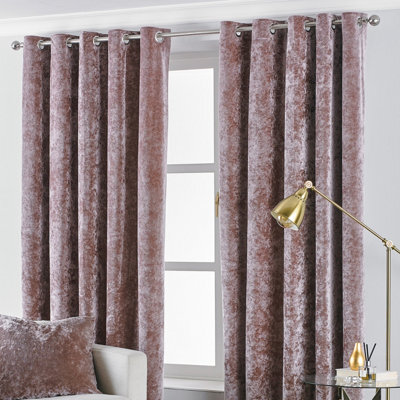 Paoletti Verona Crushed Velvet Room Darkening Eyelet Curtain Pair Blush (W)168Cm X (D)229Cm - image 1