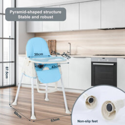 Blue Adjustable 3-In-1 Baby Highchair Infant High Feeding Seat Toddler Table Chair - thumbnail 3