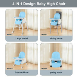 Blue Adjustable 3-In-1 Baby Highchair Infant High Feeding Seat Toddler Table Chair - thumbnail 4