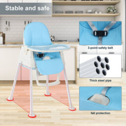 Blue Adjustable 3-In-1 Baby Highchair Infant High Feeding Seat Toddler Table Chair - thumbnail 5