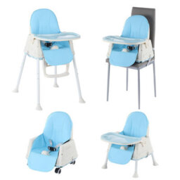 Blue Adjustable 3-In-1 Baby Highchair Infant High Feeding Seat Toddler Table Chair - thumbnail 1
