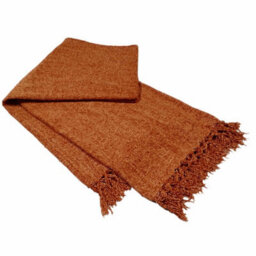 Chenille Throw With Tassels In Terracotta, 130 X 170Cm