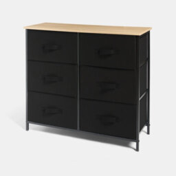 OHS Brooklyn 6 Chest Of Canvas Drawers Storage Organiser With Wood Top - thumbnail 4