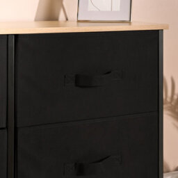 OHS Brooklyn 6 Chest Of Canvas Drawers Storage Organiser With Wood Top - thumbnail 2