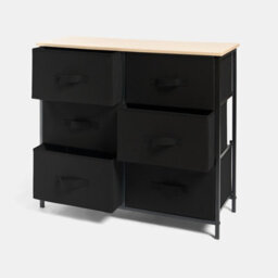 OHS Brooklyn 6 Chest Of Canvas Drawers Storage Organiser With Wood Top - thumbnail 5
