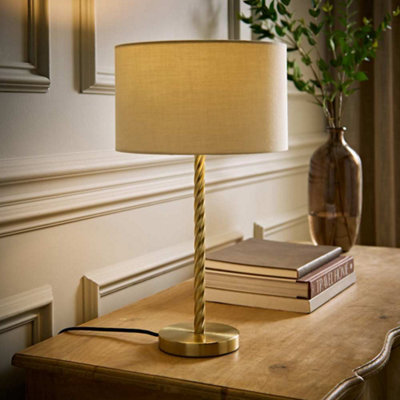 Valuelights Maura Cream Shade Brushed Gold Twist Table Lamp - image 1