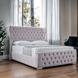 UKBEDFURNITURE Isabella Silver Slatted Base Upholstered Gas Lift Ottoman Storage Bed With 10 Inch Orthopedic Mattres - 48 Inch Headboard - thumbnail 1