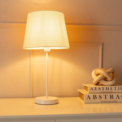 Valuelights Charles White Table Lamp With Beige Tapered Shade - image 1